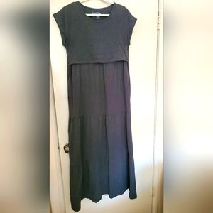 Tiered Cotton Nursing/Maternity Maxi Dress